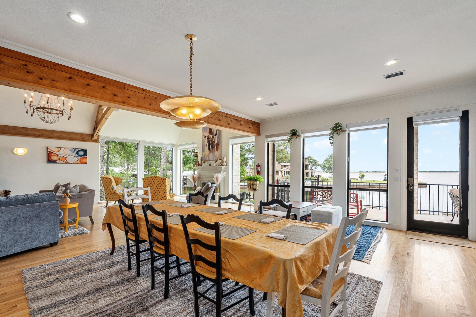 Dining area with seating for large groups