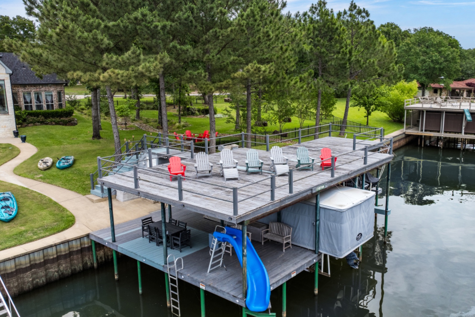 Aerial view of the private dock