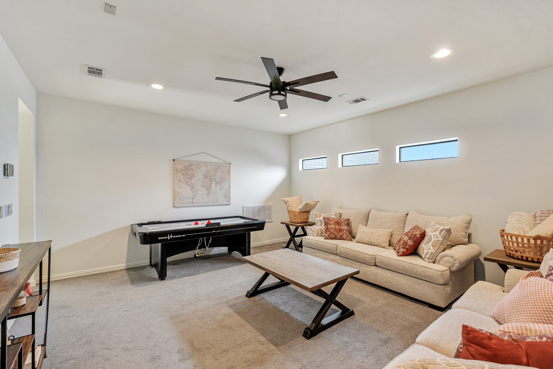 Upstairs loft and game room seating